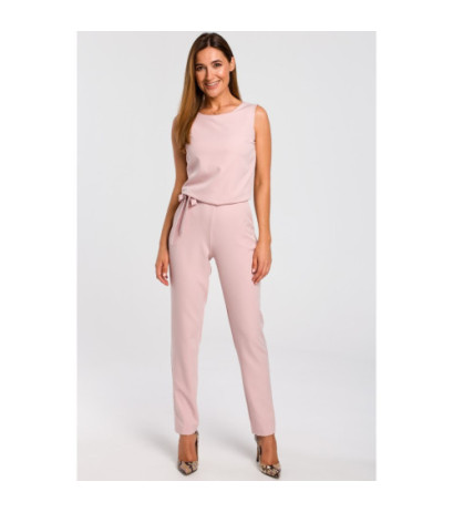 S191 Kombinezon z koronką - pudrowy