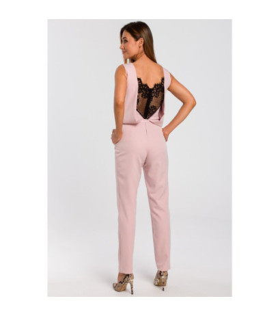 S191 Kombinezon z koronką - pudrowy