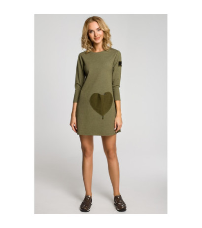 M053 Mini sukienka - tunika z dzianiny - khaki