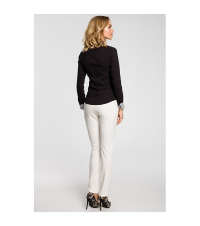 M067 Koszula damska z podwójnym kołnierzykiem - czarna