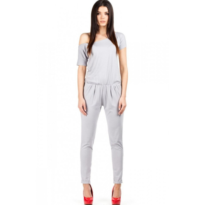 M065 Kombinezon damski z krótkim rękawem - szary