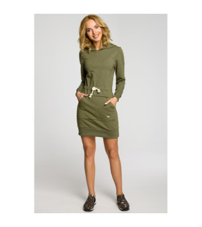 M116 Dresowa sukienka kangurka z kapturem - khaki