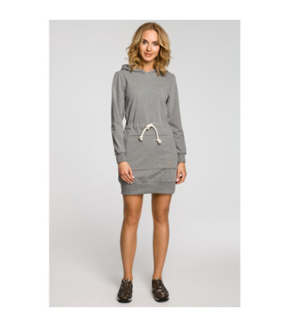 M116 Dresowa sukienka kangurka z kapturem - szara