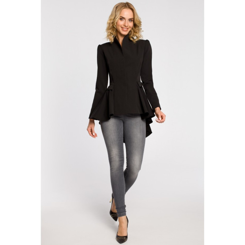 M165 Asymetryczny taliowany żakiet - czarny