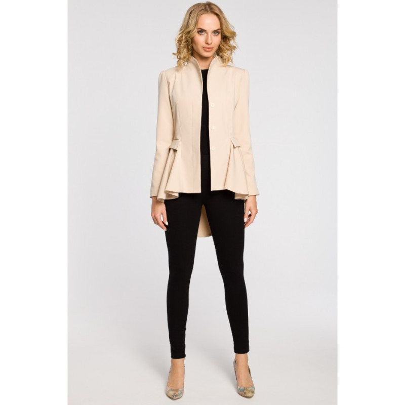 M165 Asymetryczny taliowany żakiet - beżowy
