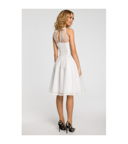 M148 Wieczorowa sukienka z dopasowaną górą - ecru