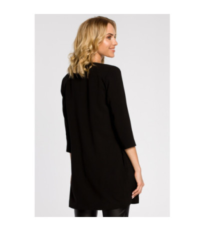 M193 Prosty niezapinany żakiet damski midi - czarny