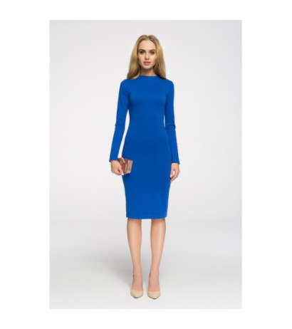 S033 Wieczorowa sukienka z długim rękawem - chabrowa