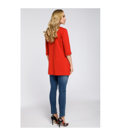 M278 Asymetryczna tunika z zamkiem - czerwona