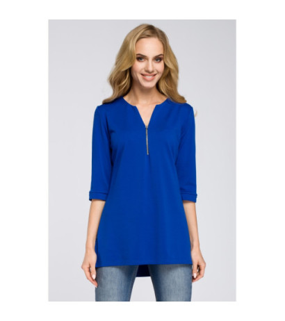 M278 Asymetryczna tunika z zamkiem - chabrowa