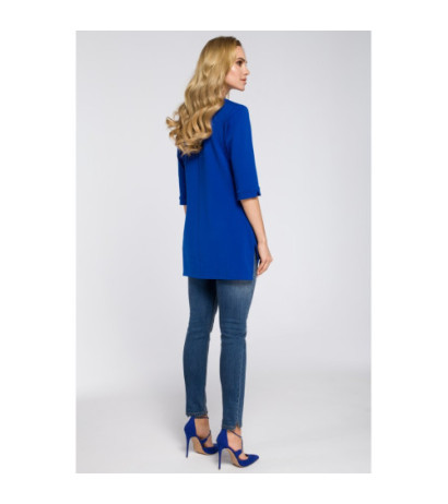 M278 Asymetryczna tunika z zamkiem - chabrowa