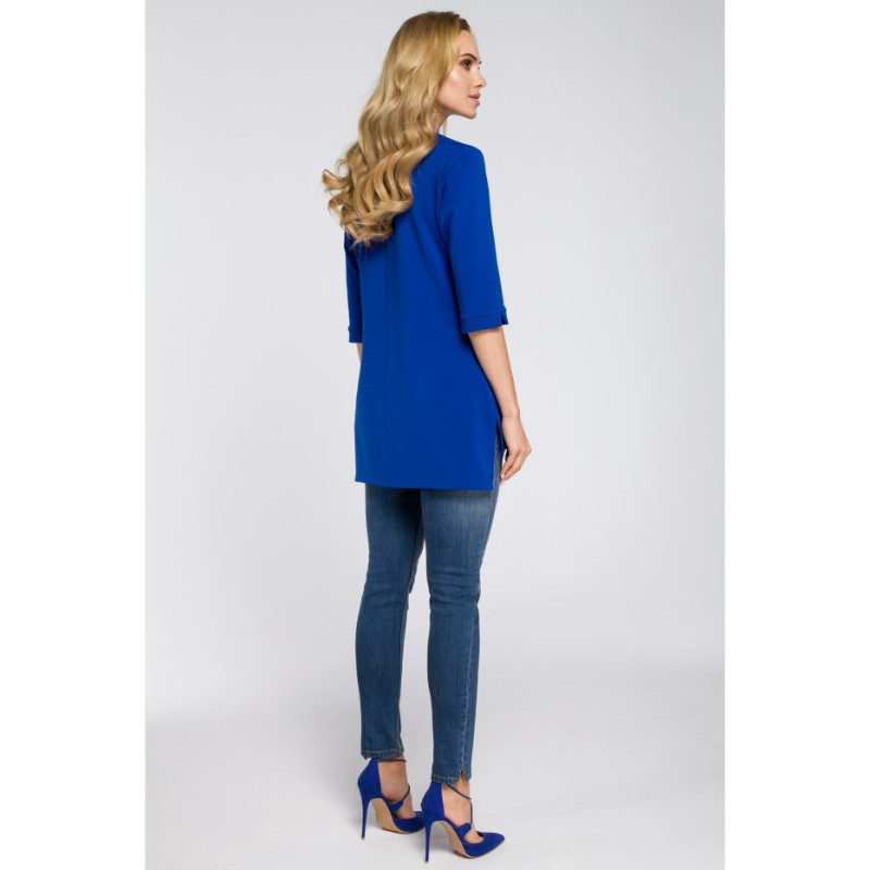 M278 Asymetryczna tunika z zamkiem - chabrowa