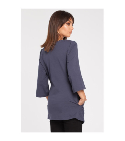 B015 Gładka elegancka tunika - niebieska