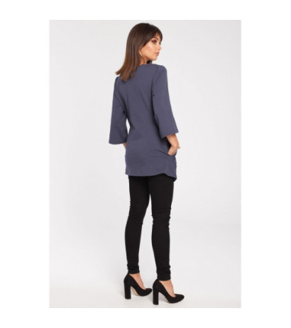 B015 Gładka elegancka tunika - niebieska