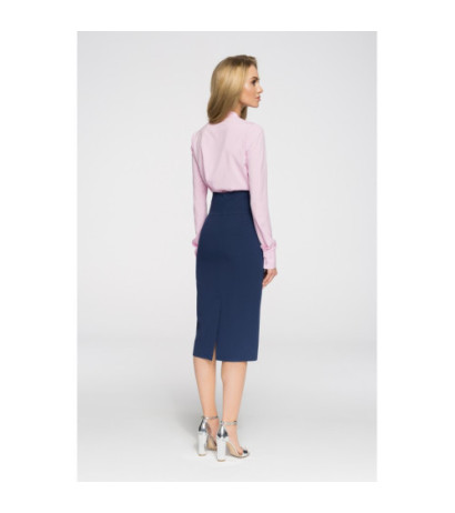 S065 Elegancka ołówkowa spódniczka midi - granatowa