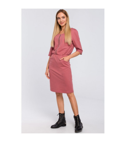 M476 Dresowa sukienka z zamkiem - róż indyjski