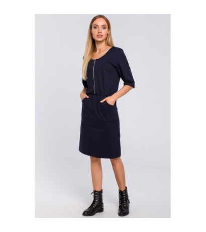 M476 Dresowa sukienka z zamkiem - granatowa
