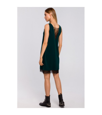 M488 Sukienka z koronkową wstawką z przodu i z tyłu - zielona