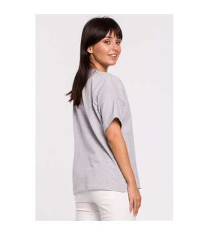 B147 T-shirt oversize z okrągłym dekoltem - szary