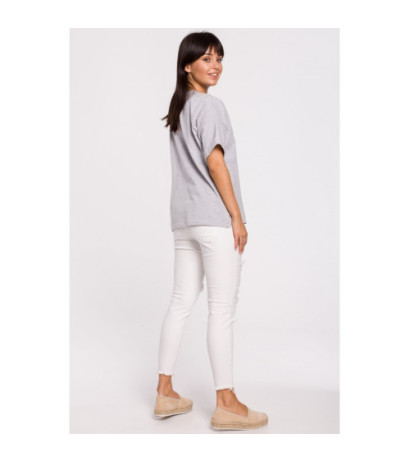 B147 T-shirt oversize z okrągłym dekoltem - szary