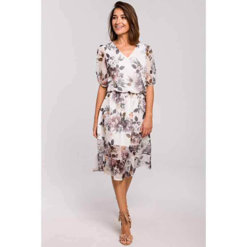 S215 Sukienka szyfonowa z falbanką - model 1