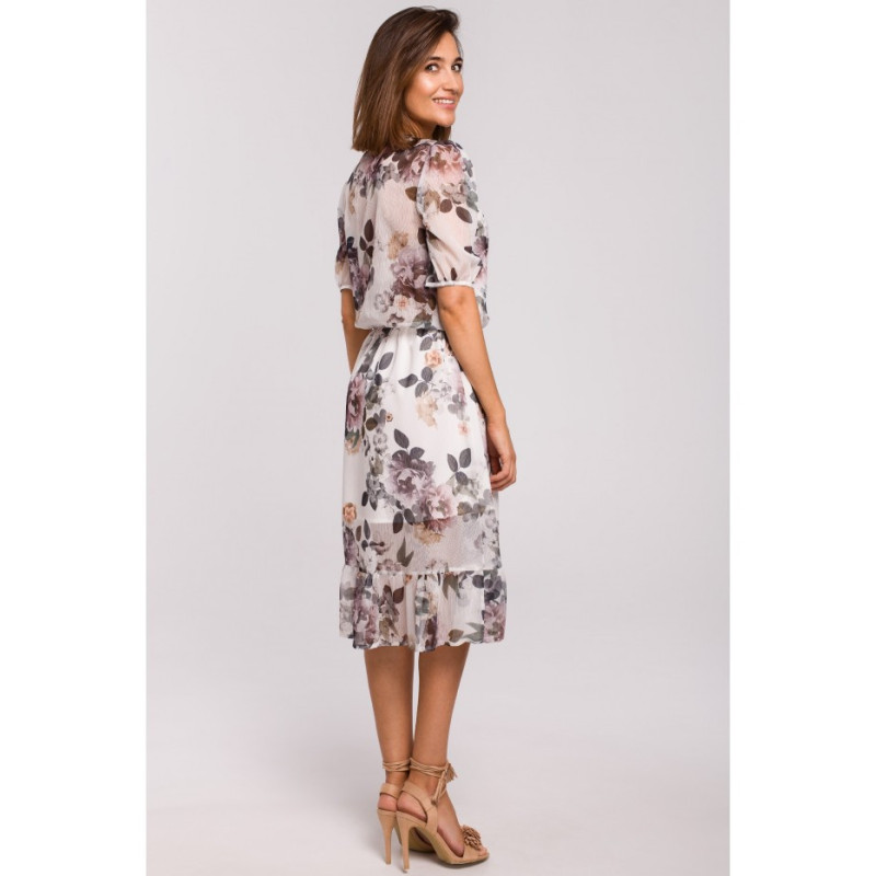 S215 Sukienka szyfonowa z falbanką - model 1