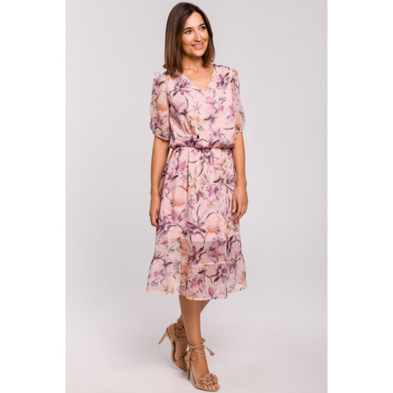 S215 Sukienka szyfonowa z falbanką - model 2