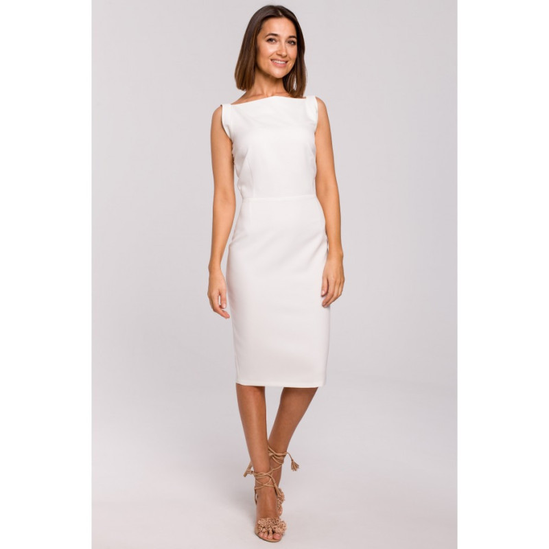 S216 Sukienka ołówkowa bez rękawów - ecru