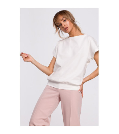 M498 Bluzka z krótkimi rękawami i zakładką z tyłu - ecru