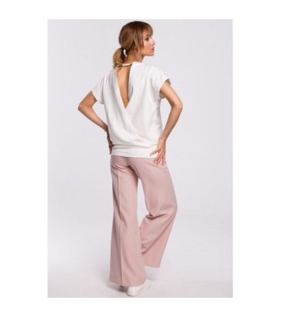 M498 Bluzka z krótkimi rękawami i zakładką z tyłu - ecru