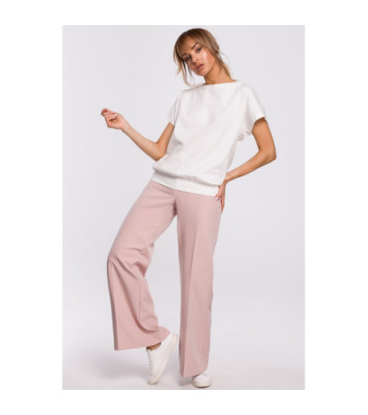 M498 Bluzka z krótkimi rękawami i zakładką z tyłu - ecru