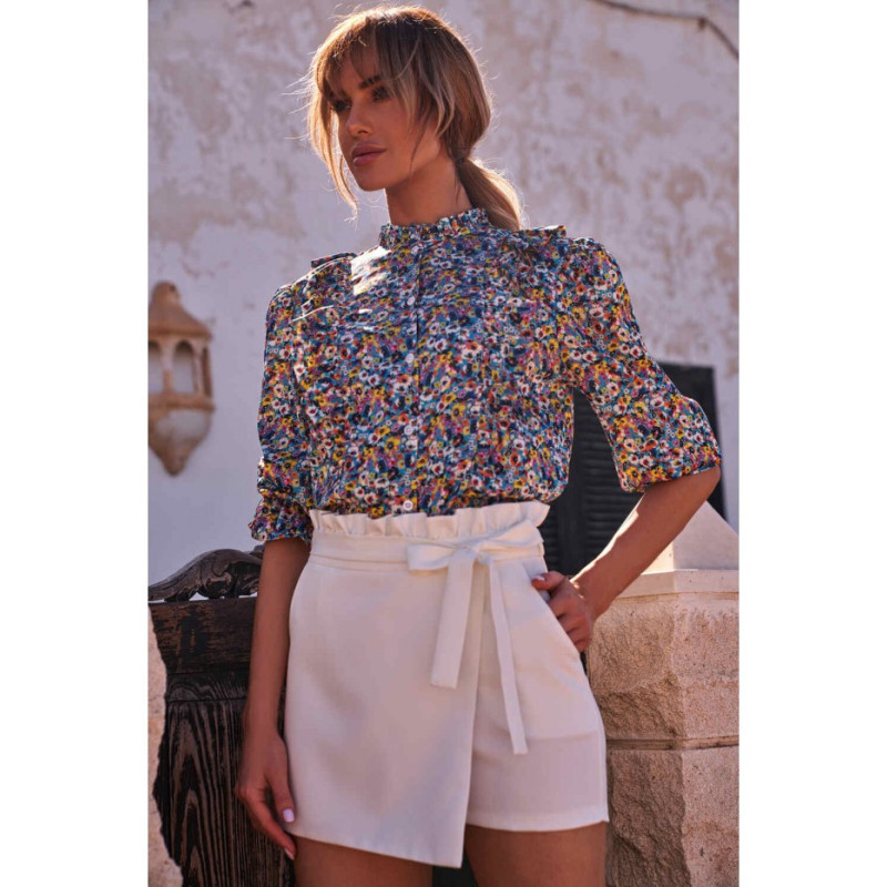 M504 Bluzka z falbankami w kwiatuszki - model 2