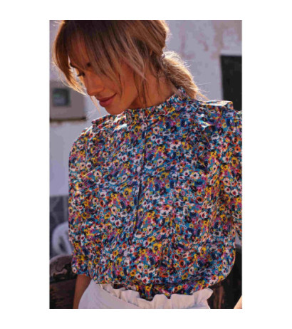M504 Bluzka z falbankami w kwiatuszki - model 2
