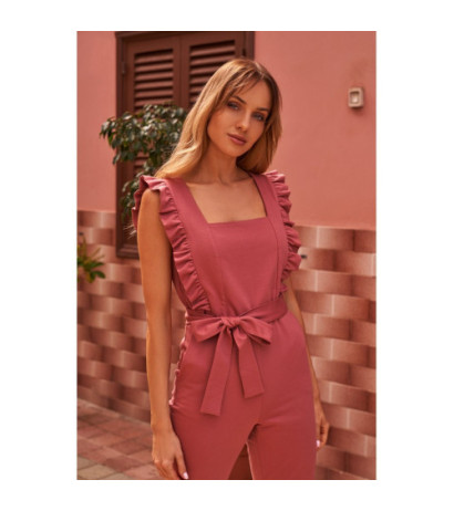 M507 Kombinezon z falbankami - róż indyjski