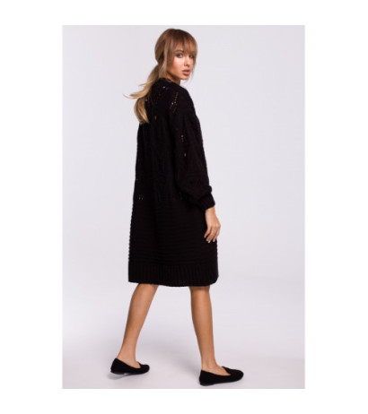M514 Kardigan ażurowy bez zapięcia - czarny