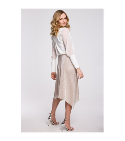 K058 Asymetryczna plisowana spódniczka - złota