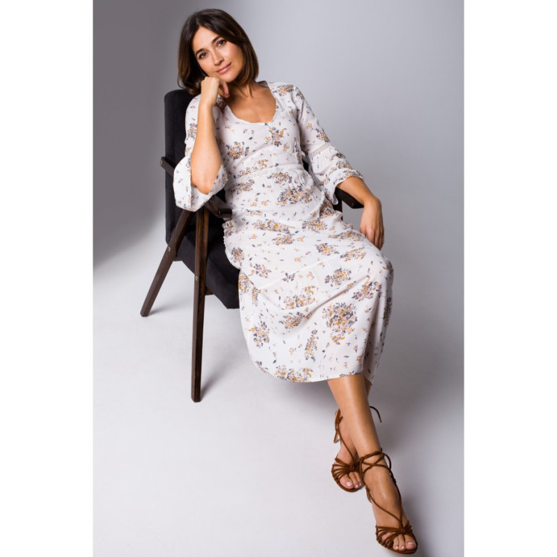 S222 Sukienka maxi z koronkowymi wstawkami - model 3