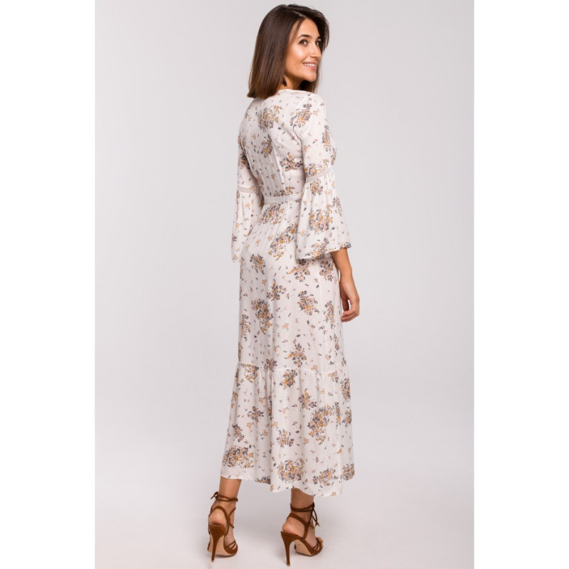 S222 Sukienka maxi z koronkowymi wstawkami - model 3