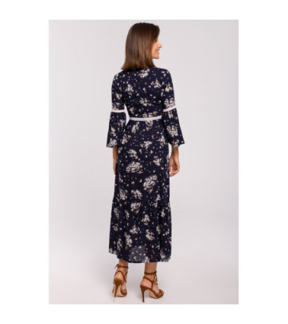 S222 Sukienka maxi z koronkowymi wstawkami - model 4