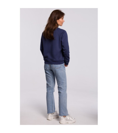 B167 Stylowa bluza z nadrukiem - niebieska