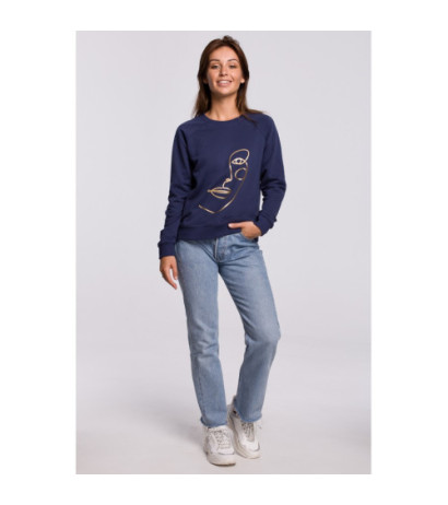 B167 Stylowa bluza z nadrukiem - niebieska