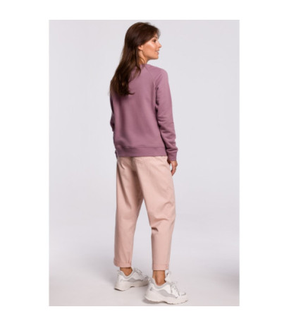 B167 Stylowa bluza z nadrukiem - wrzosowa