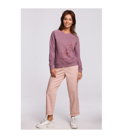 B167 Stylowa bluza z nadrukiem - wrzosowa