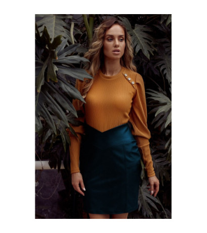 M527 Spódnica mini ze sztucznej skóry - zielona