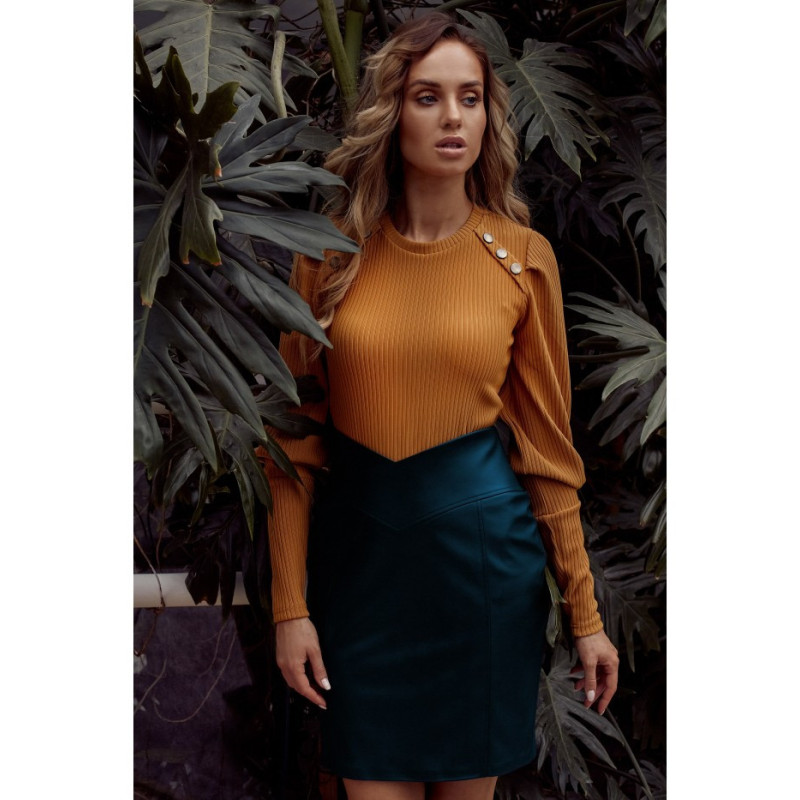 M527 Spódnica mini ze sztucznej skóry - zielona