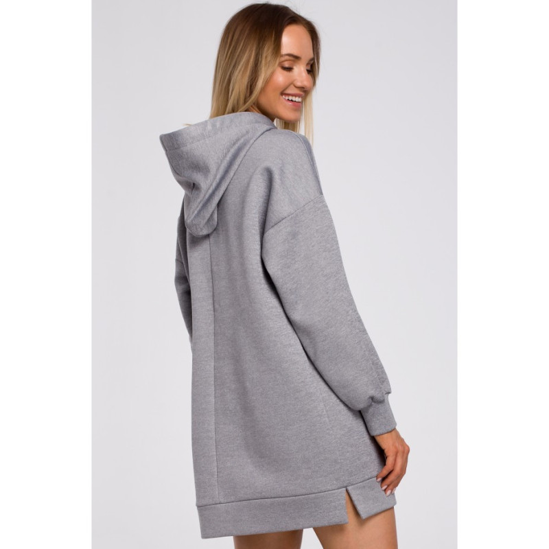 M534 Bluza oversize z kieszenią typu kangurek - stalowa