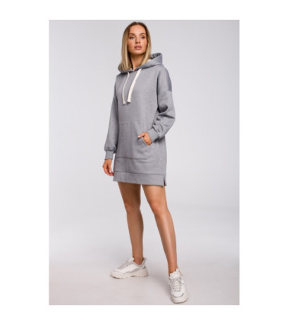 M534 Bluza oversize z kieszenią typu kangurek - stalowa