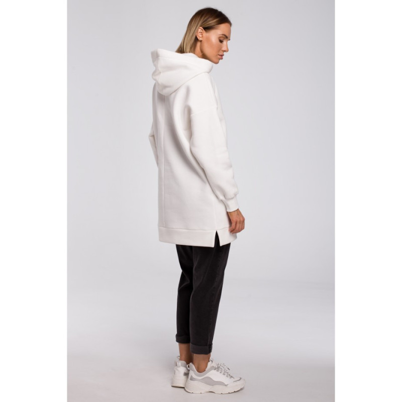 M534 Bluza oversize z kieszenią typu kangurek - ecru