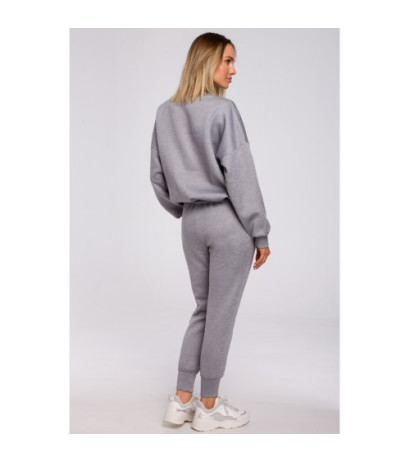 M536 Bluza szeroka z haftem - stalowa