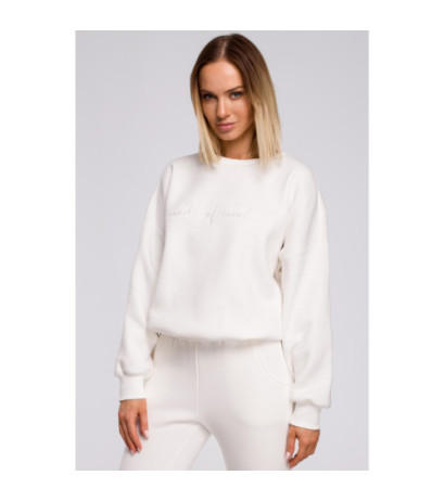 M536 Bluza szeroka z haftem - ecru